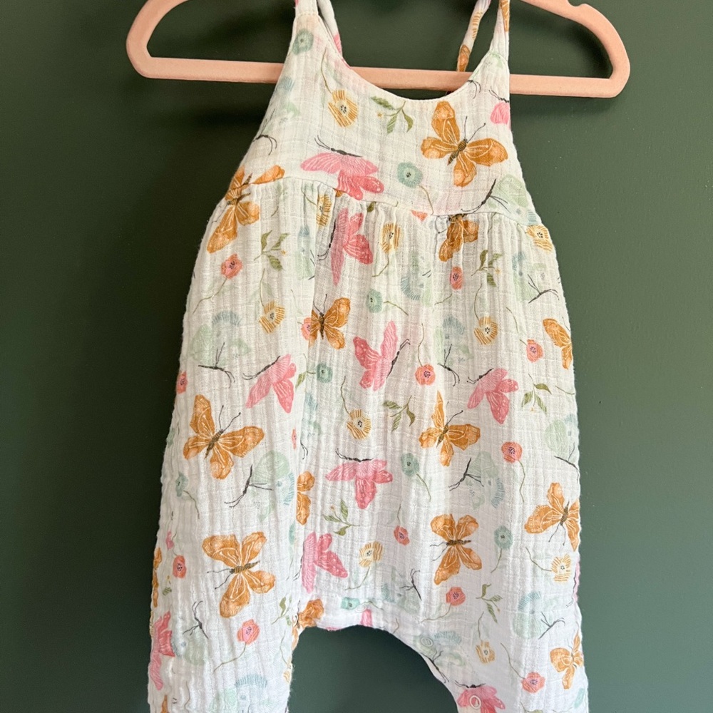 Angel Dear Floral and Butterfly One Piece - White, Pink, Orange